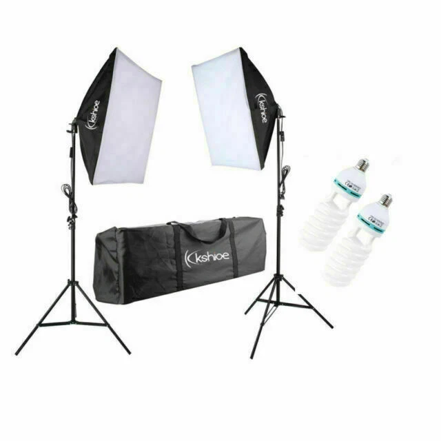 Kshioe 4332044702 135W Continuous Lighting Kit with 2 Softbox Light and Carry Bag